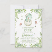 watercolour butterfly Dinosaur Baby Shower 招待状 (正面)