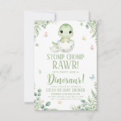 watercolour butterfly Dinosaur Baby Shower 招待状 (正面)