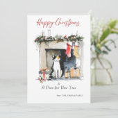 Watercolour Cat-themed Sketch Christmas Card 招待状 (スタンド正面)