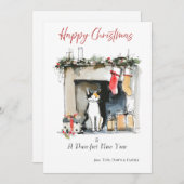 Watercolour Cat-themed Sketch Christmas Card 招待状 (正面/裏面)