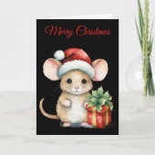 Watercolour Christmas Mouse シーズンカード (正面)