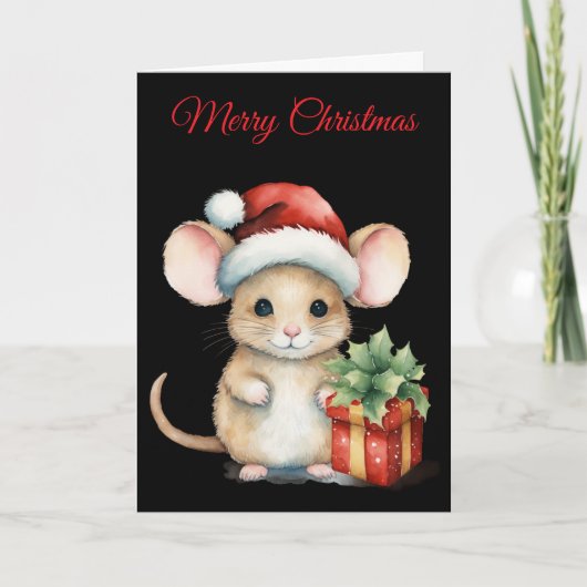 Watercolour Christmas Mouse シーズンカード (正面)