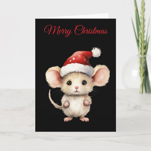 Watercolour Christmas Mouse シーズンカード (正面)