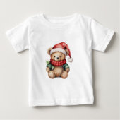 Watercolour Christmas Teddy Bear ベビーTシャツ (正面)