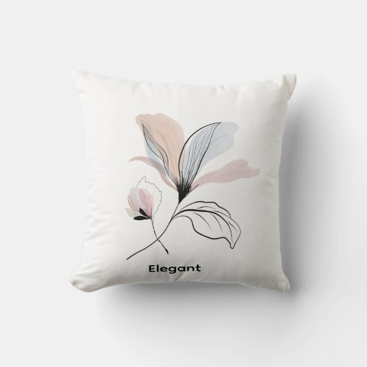  Watercolour, Customisable Floral Throw Pillow  クッション (正面)
