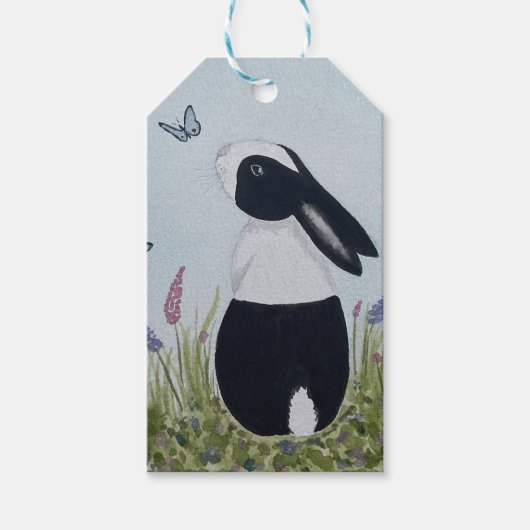 Watercolour Dutch Bunny Rabbit ギフトタグ (正面)