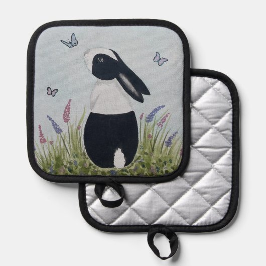 Watercolour Dutch Bunny Rabbit 鍋敷き (正面/裏面)