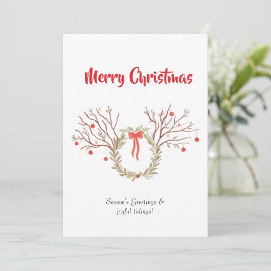 Watercolour elegant christmas Flat Greeting Card カード (スタンド正面)