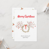 Watercolour elegant christmas Flat Greeting Card カード (正面/裏面インサイチュ)