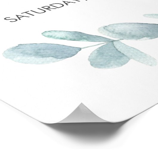 Watercolour Eucalyptus Wedding Welcome Sign ポスター (角)