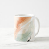 Watercolour Feather Art Print | Boho Orange Teal F コーヒーマグカップ (正面右)