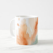 Watercolour Feather Art Print | Boho Orange Teal F コーヒーマグカップ (正面左)
