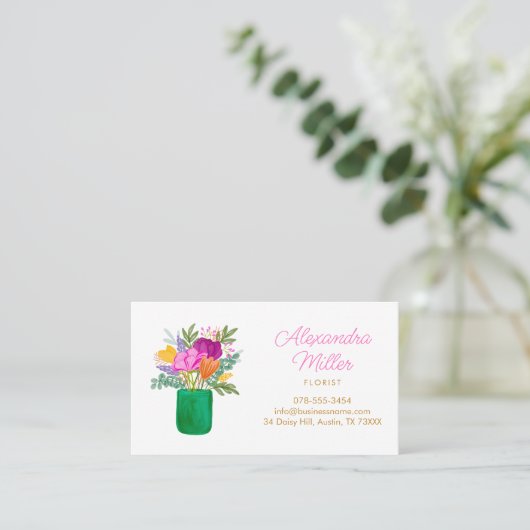 Watercolour Floral Bouquet Florist 名刺 (スタンド正面)