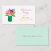 Watercolour Floral Bouquet Florist 名刺 (正面/裏面)