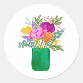 Watercolour Floral Bouquet Sticker ラウンドシール