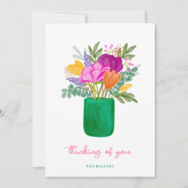 Watercolour Floral Bouquet Thinking of You サンキューカード