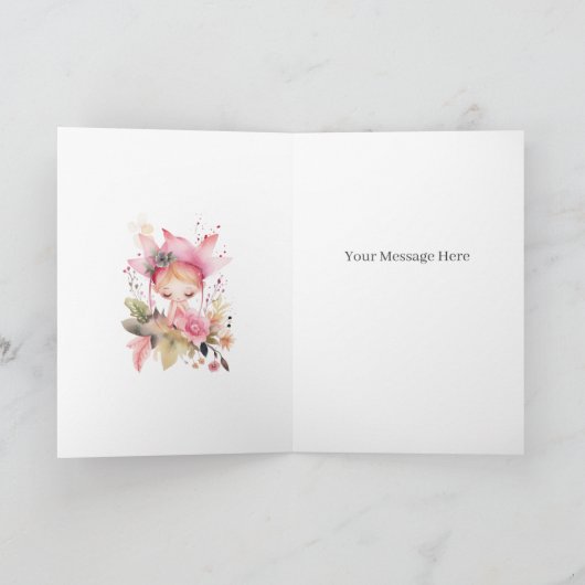 Watercolour Floral Fairy Birthday Card カード (内部)