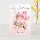 Watercolour Floral Fairy Birthday Card カード (黄色い花)