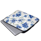 Watercolour Floral Pattern Blue ラップトップスリーブ (正面下部)