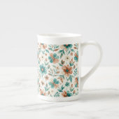 Watercolour Floral Teal Copper  ボーンチャイナマグカップ (右)