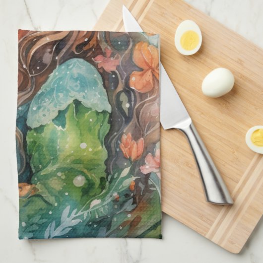 Watercolour Forest Princess キッチンタオル (四つ折り)