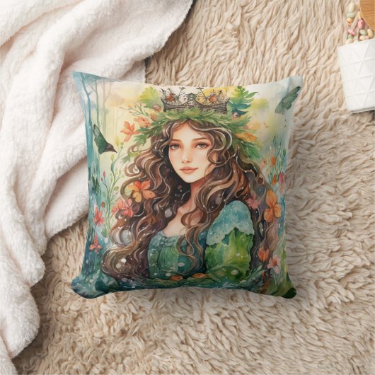 Watercolour Forest Princess クッション (ブランケット)