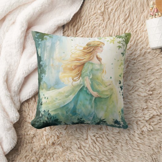 Watercolour Forest Princess クッション (ブランケット)