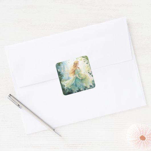 Watercolour Forest Princess スクエアシール (封筒)