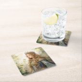 Watercolour Forest Princess スクエアペーパーコースター (インサイチュ)