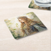 Watercolour Forest Princess スクエアペーパーコースター (アングル)