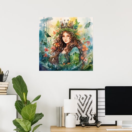 Watercolour Forest Princess ポスター (ホームオフィス)