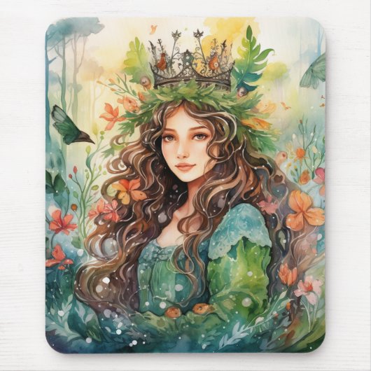 Watercolour Forest Princess マウスパッド (正面)