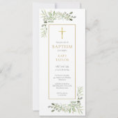 Watercolour Greenery Baptism Christening 招待状 (正面)