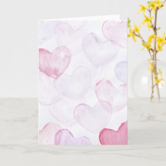 Watercolour Hearts カード (黄色い花)