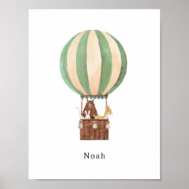 Watercolour Hot Air Balloon Ride Name Poster ポスター