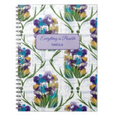 Watercolour Iris Floral Wreath Notebook ノートブック (正面)