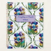 Watercolour Iris Floral Wreath Notebook プランナー手帳 (正面)