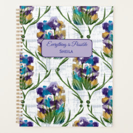 Watercolour Iris Floral Wreath Notebook プランナー手帳