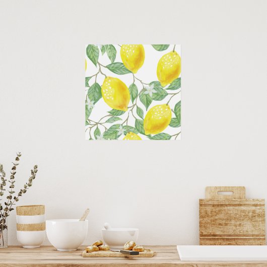 Watercolour Lemon Kitchen Decor Art Poster ポスター (キッチン)