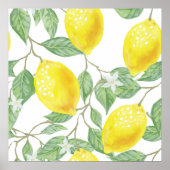 Watercolour Lemon Kitchen Decor Art Poster ポスター (正面)