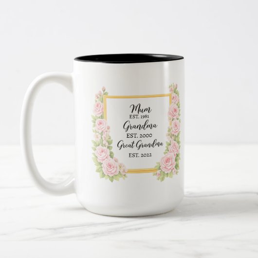 Watercolour Mug Gift for Granny, Personalised gift ツートーンマグカップ (左)