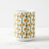 Watercolour Orange Daisy Pattern コーヒーマグカップ (中央)