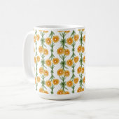 Watercolour Orange Daisy Pattern コーヒーマグカップ (正面左)