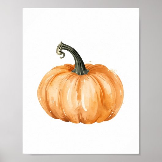 Watercolour Pumpkin Fall Print – Orange Pumpkin ポスター (正面)