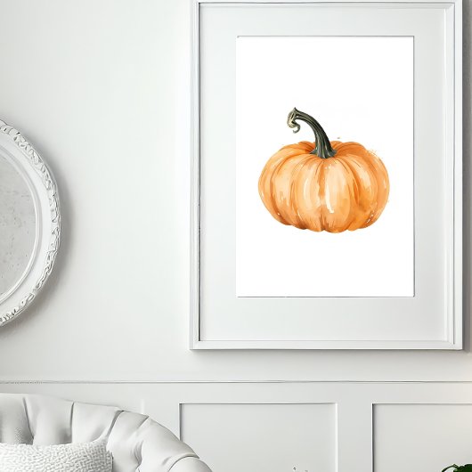 Watercolour Pumpkin Fall Print – Orange Pumpkin ポスター