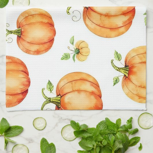 Watercolour Pumpkins キッチンタオル (折り畳み)