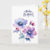 Watercolour Purple Flower Birthday Greeting Card カード (黄色い花)