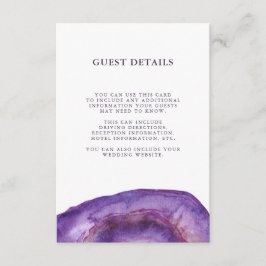 Watercolour Purple Geode Wedding Guest Details エンクロージャーカード