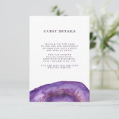 Watercolour Purple Geode Wedding Guest Details エンクロージャーカード (スタンド正面)