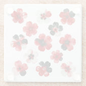 Watercolour Red Black White Floral  ガラスコースター (裏面)